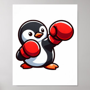 Cooler Cartoon Pinguin Boxer Design Poster