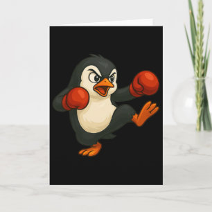 Cooler Cartoon-Pinguin-Boxer-Kickboxen  Karte