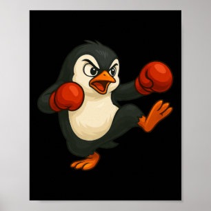 Cooler Cartoon-Pinguin-Boxer-Kickboxen Poster