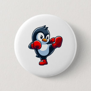 Cooler Cartoon Pinguin Boxkampf Button
