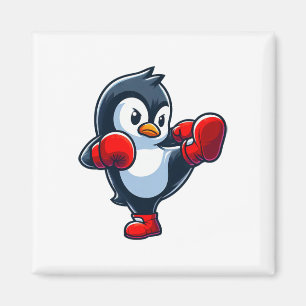 Cooler Cartoon Pinguin Boxkampf Magnet