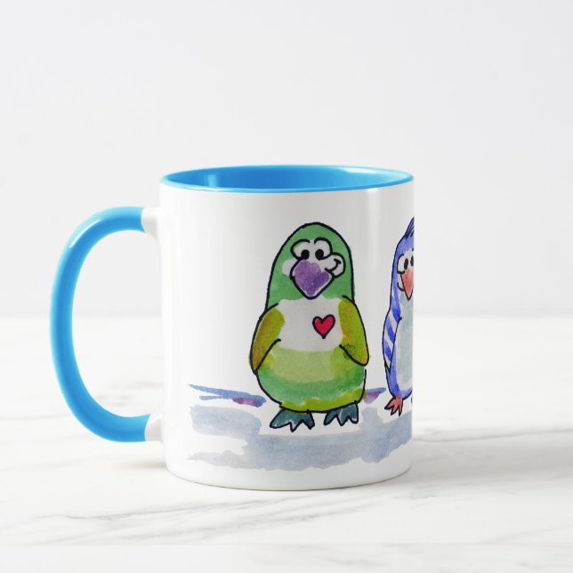Cooler Cartoon Pinguine Ringer Tasse (Links)