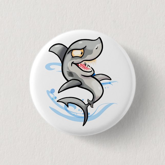 Cooler Cartoon Shark Button (Vorderseite)