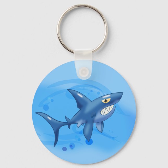 Cooler Cartoon Shark Schlüsselanhänger (Vorderseite)