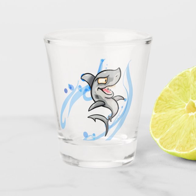 Cooler Cartoon Shark Schnapsglas (Vorderseite)