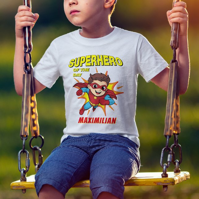 Cooler Cartoon Superhero Comic Book Boy's Birthday T-Shirt (Von Creator hochgeladen)