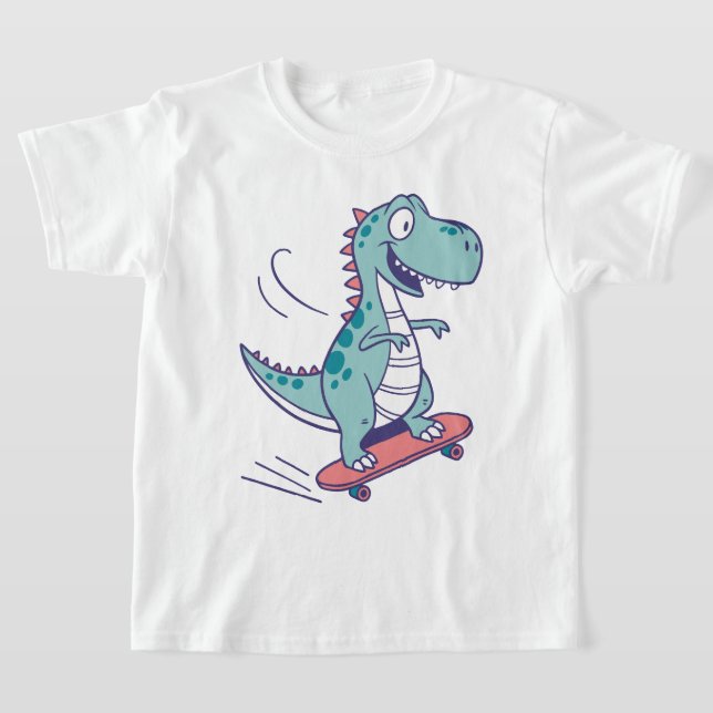 Cooler Cartoon T-Rex auf Skateboard T-Shirt (Ablage )