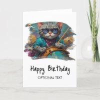 *~*Cooler Cat DRUMMER AP91 Angesagt Geburtstagskar