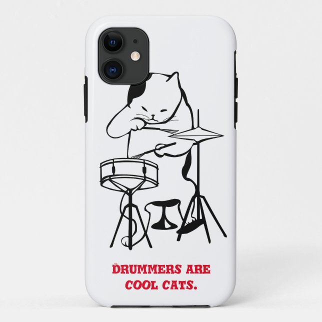 Cooler Cat Drummer Telefongehäuse Case-Mate iPhone Hülle (Rückseite)