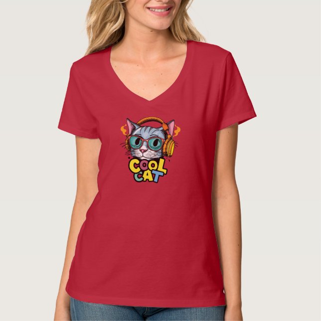 Cooler Cat fun T - Shirt (Vorderseite)