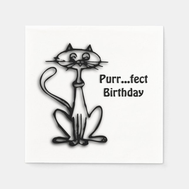 Cooler Cat Purr Fect Geburtstag Serviette (Vorderseite)