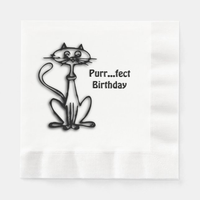 Cooler Cat Purr Fect Geburtstag Serviette (Vorderseite)
