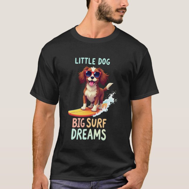 Cooler Cavalier King Charles Spaniel Surfhund T-Shirt (Vorderseite)