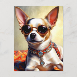 Cooler Chihuahua-Hund mit Sonnenbrille Postkarte