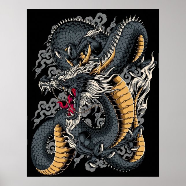 Cooler chinesischer Drache Poster (Vorne)