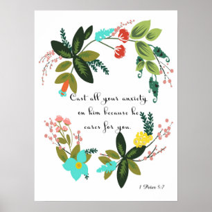 Cooler Christlicher Art - 1 Peter 5:7 Poster