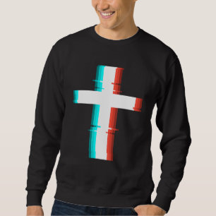 Cooler Christlicher, moderner Glitch-Effekt Sweatshirt