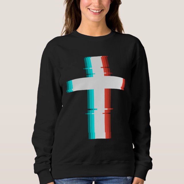 Cooler Christlicher, moderner Glitch-Effekt Sweatshirt (Vorderseite)