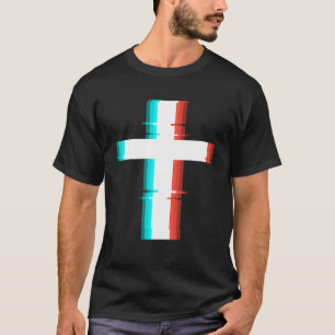 Cooler Christlicher, moderner Glitch-Effekt T-Shirt