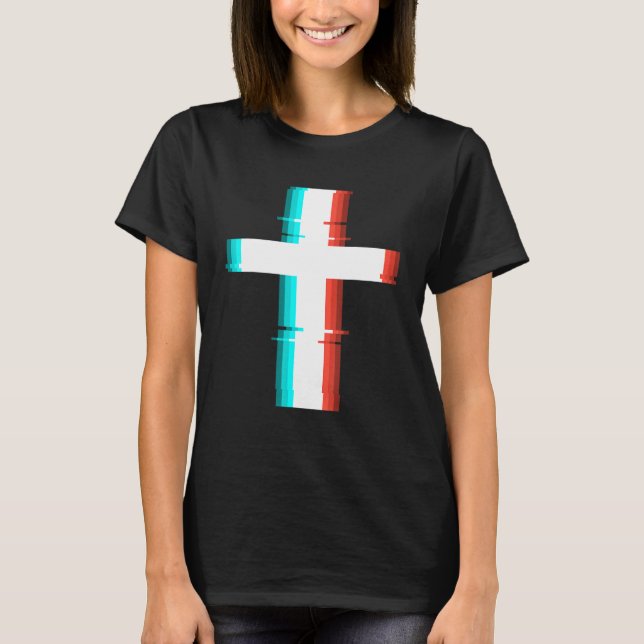 Cooler Christlicher, moderner Glitch-Effekt T-Shirt (Vorderseite)