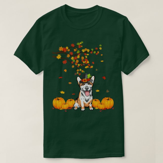 Cooler Corgi Hund Lover Herbst Erntedank-190 T-Shirt (Design vorne)