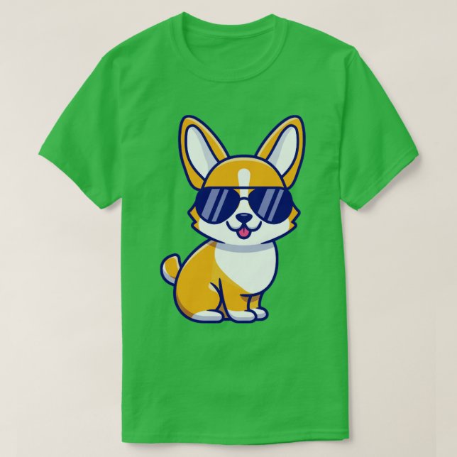 Cooler Corgi Hund mit Brille T-Shirt (Design vorne)