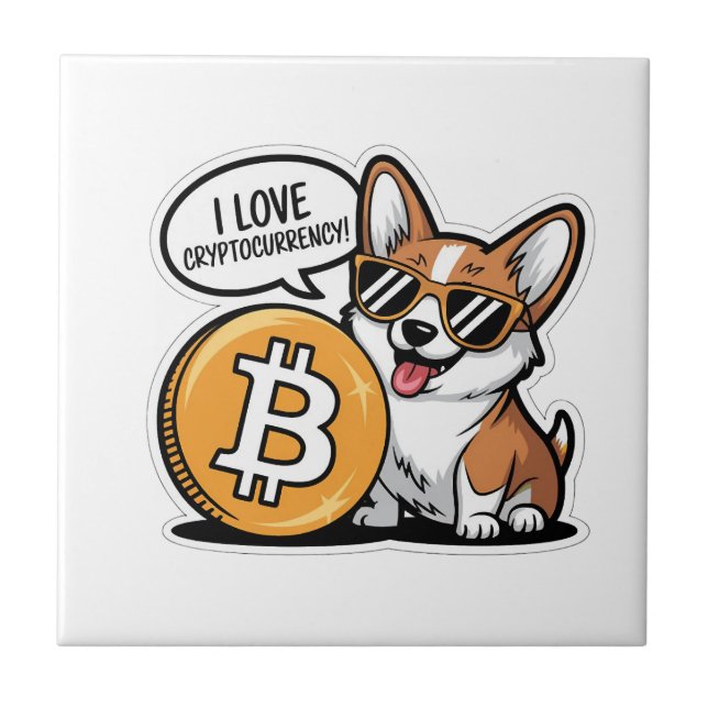 Cooler Corgi liebt Kryptowährung Fliese (Vorderseite)