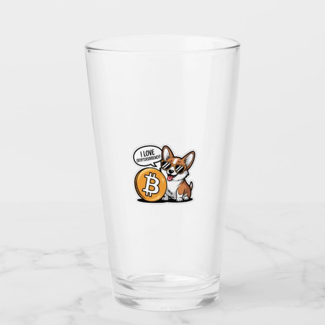 Cooler Corgi liebt Kryptowährung Glas (Vorderseite)