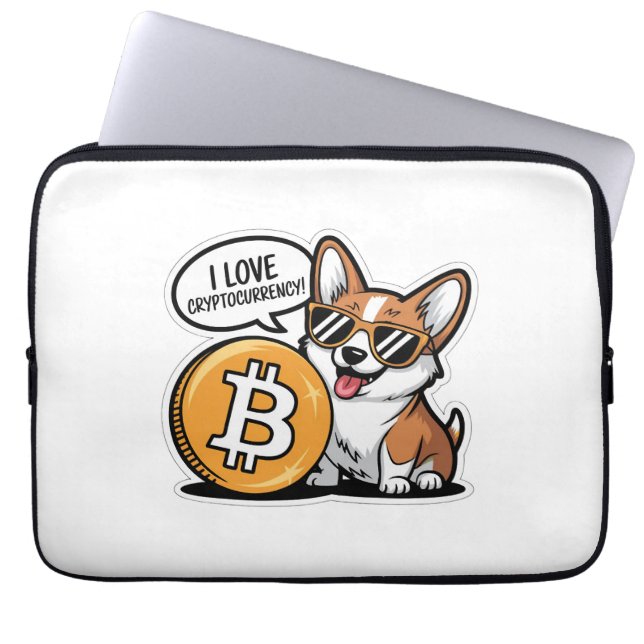 Cooler Corgi liebt Kryptowährung Laptopschutzhülle (Vorderseite)