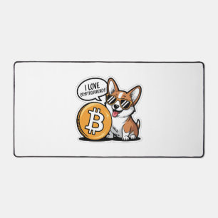 Cooler Corgi liebt Kryptowährung Schreibtischunterlage