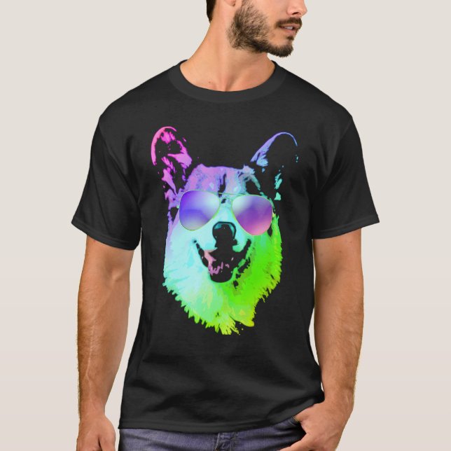 Cooler Corgi mit Sonnenbrille T-Shirt (Vorderseite)