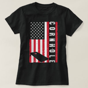 Cooler Cornhole Art amerikanischer Flag Mais Hole T-Shirt
