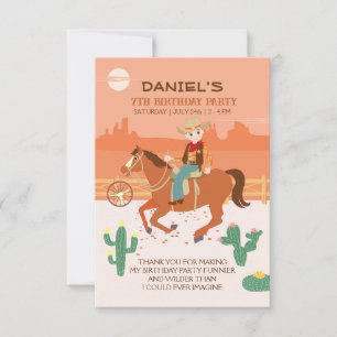 Cooler Cowboy und Pferd Geburtstagsparty Dankeskarte