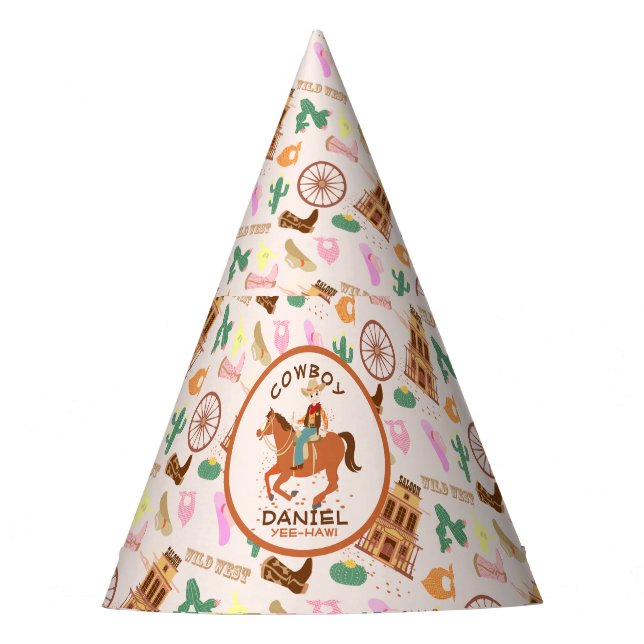 Cooler Cowboy und Pferd Geburtstagsparty Partyhütchen (Vorderseite)
