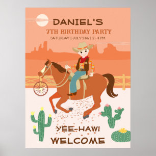 Cooler Cowboy und Pferd Geburtstagsparty Poster