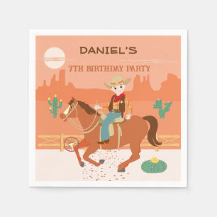 Cooler Cowboy und Pferd Geburtstagsparty Serviette