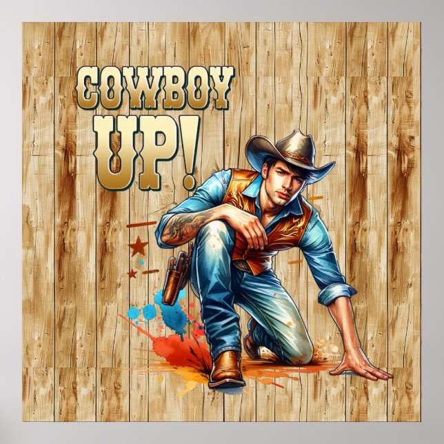 Cooler Cowboy Western Imitat Poster (Vorne)