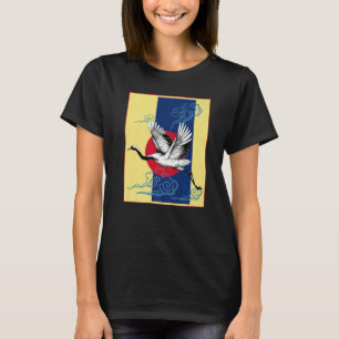 Cooler Crane Bird Artwork Dance of Crane Japanisch T-Shirt