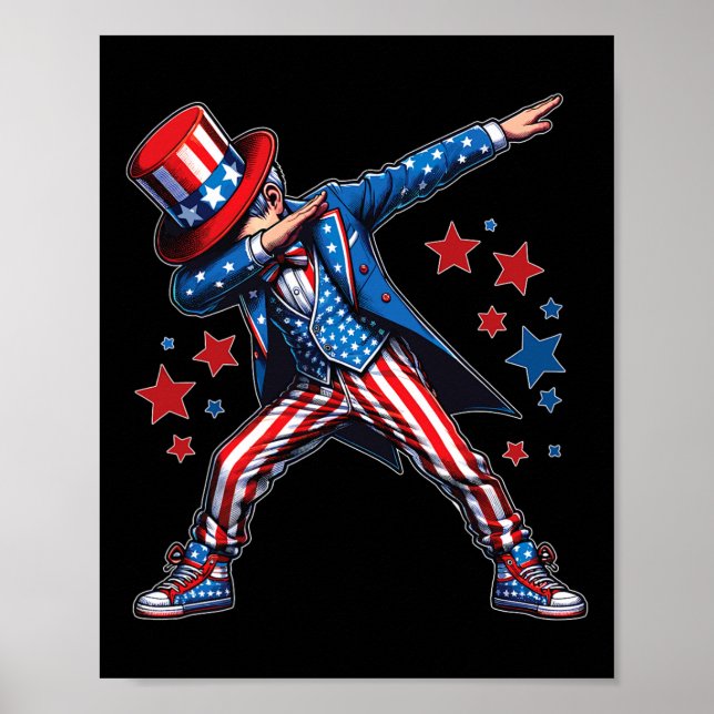 Cooler Dabbing Junge 4. Juli American Flag USA Jun Poster (Vorne)