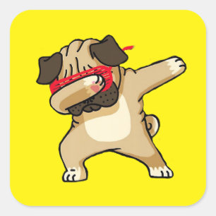 Cooler Dabbing Mops Dog Dance Quadratischer Aufkleber
