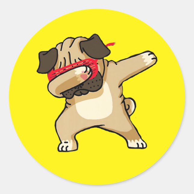 Cooler Dabbing Mops Dog Dance Runder Aufkleber (Vorderseite)