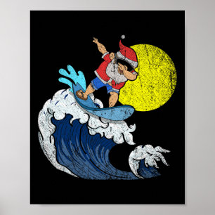 Cooler Dabbing Weihnachtsmann Santa Claus surft lu Poster
