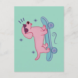 Cooler Dachshund auf Skateboard Lustige Hunde Ku Postkarte