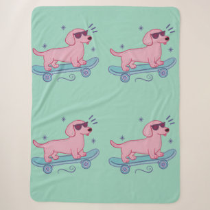Cooler Dachshund auf Skateboard Lustige Hunde Ku Sherpadecke