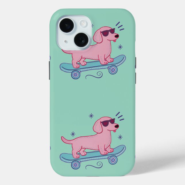 Cooler Dachshund auf Skateboard | Lustige Hundekun Case-Mate iPhone Hülle (Rückseite)