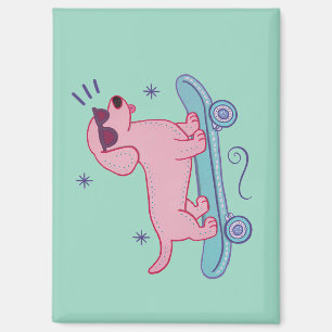 Cooler Dachshund auf Skateboard Lustige Hundekun Magnet