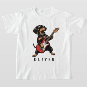 Cooler Dackel Rocker Hund spielt elektrische Gitar T-Shirt
