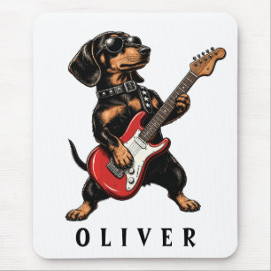 Cooler Dackel Rockt auf E-Gitarre Mousepad