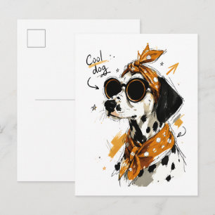 Cooler Dalmatiner-Hund mit Sonnenbrille & gepunkte Postkarte