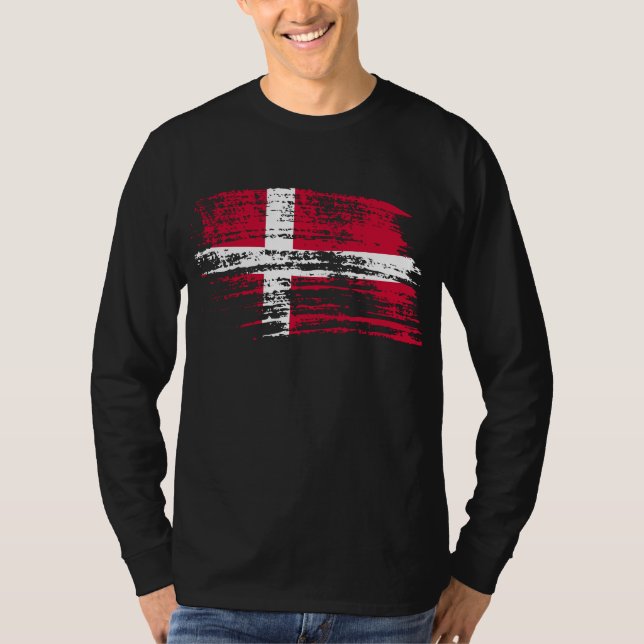 Cooler dänischer Flaggenentwurf T-Shirt (Vorderseite)